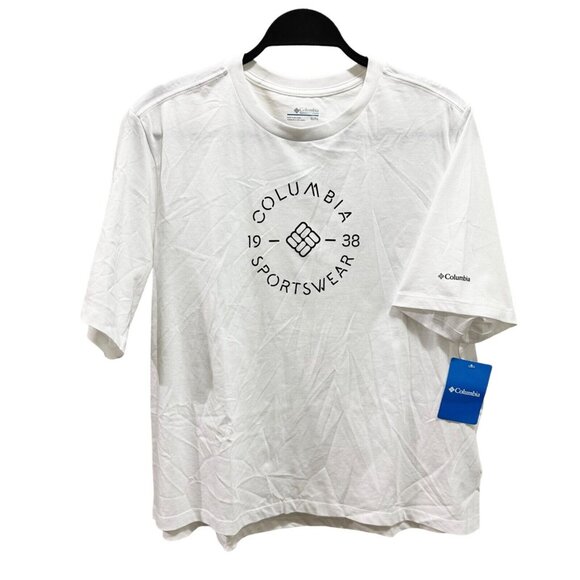 Columbia Womens Size XL North Cascades White Cotton Columbia Relaxed T-Shirt NWT - Picture 1 of 5